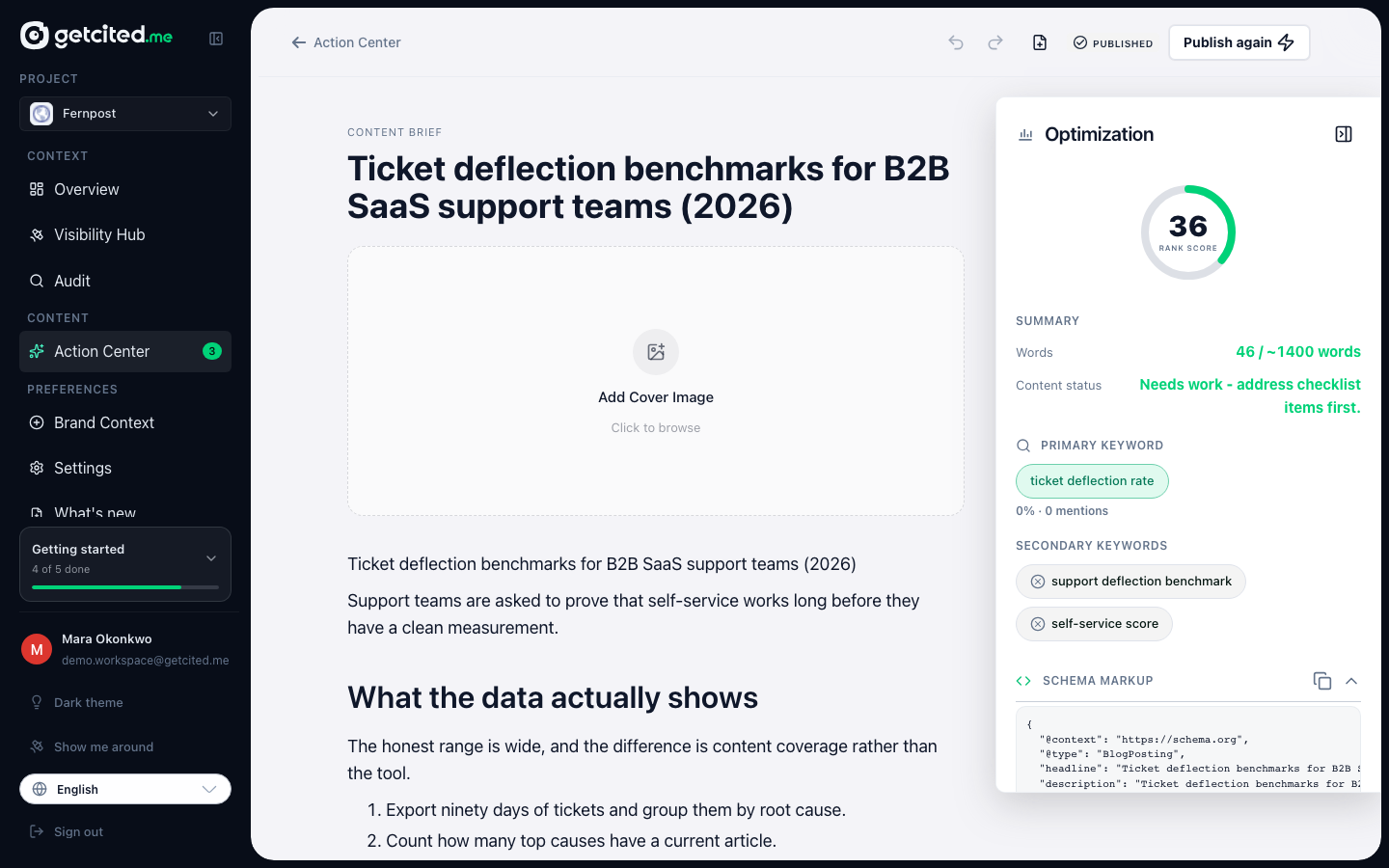 The brief editor, where the warnings appear before you publish